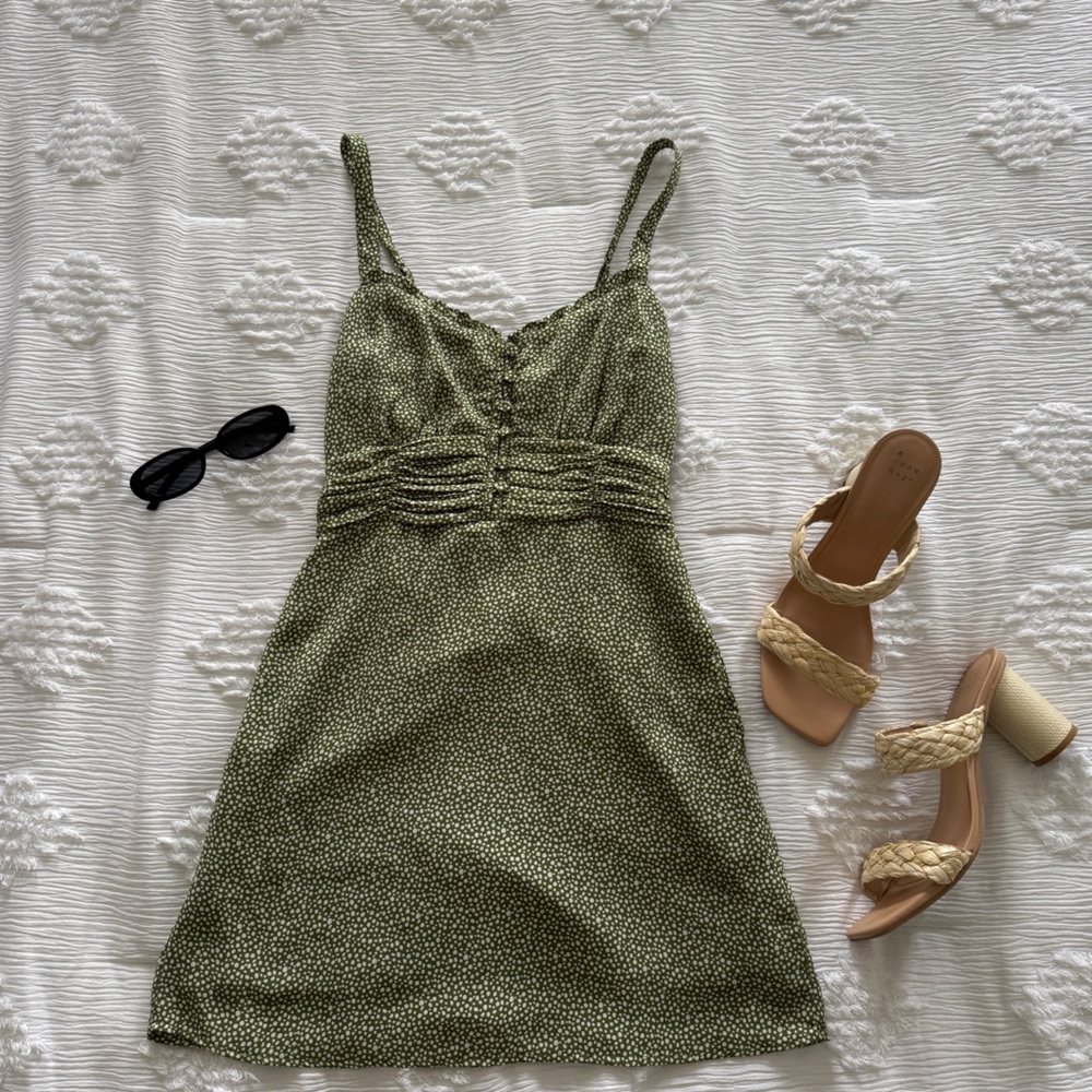 Abercrombie & Fitch Green and White Polka Dot Mini Dress